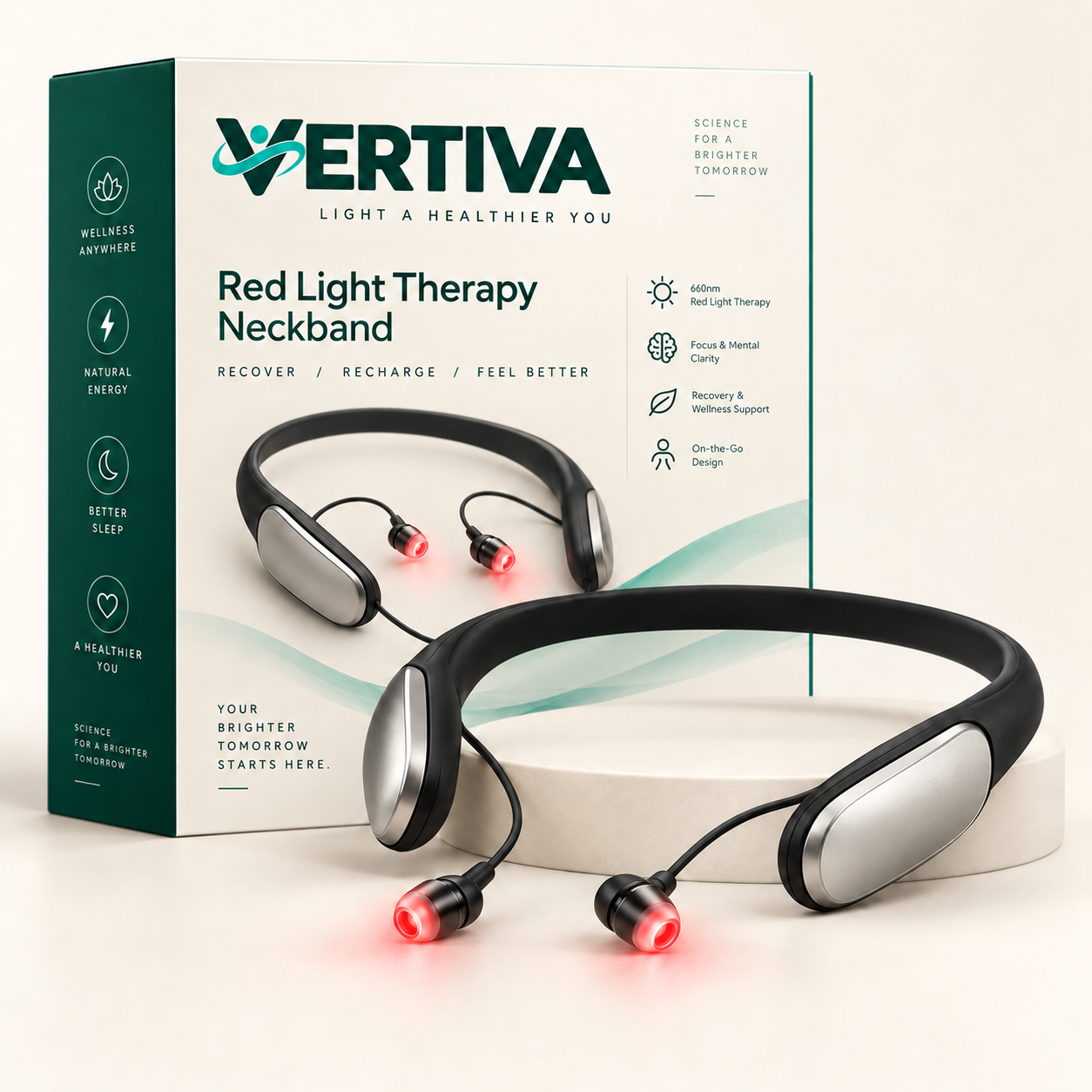 Vertiva Balance™ — Fones de Terapia com Luz Vermelha