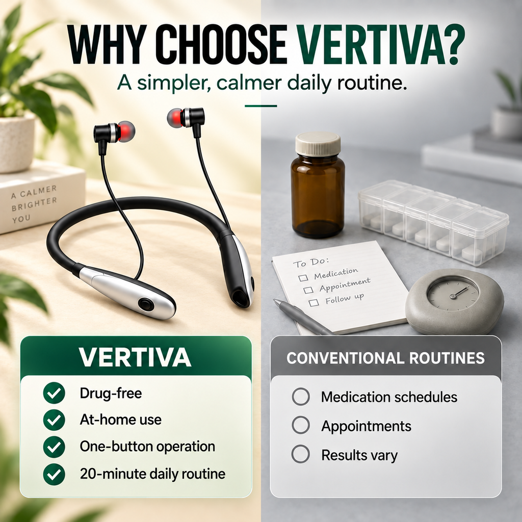 Vertiva Balance™ — Fones de Terapia com Luz Vermelha
